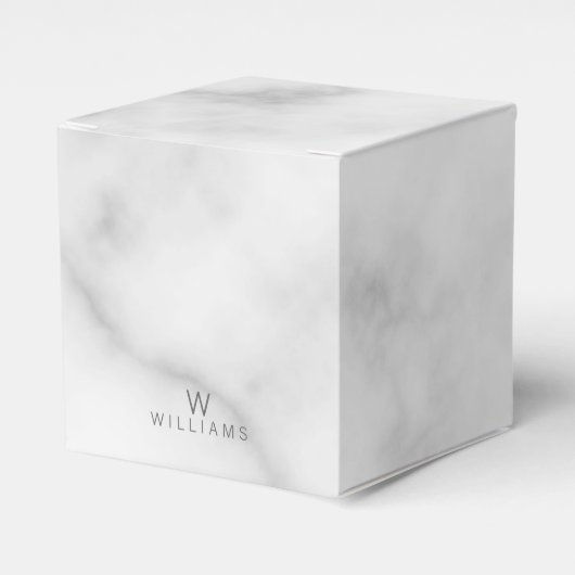Weißer Marmor mit Personalisiertem Monogramm und N Geschenkschachtel (Vorderseite)