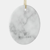 Weißer Marmor mit Personalisiertem Monogramm und N Keramik Ornament (Rechts)