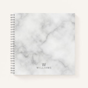 Weißer Marmor mit Personalisiertem Monogramm und N Notizblock