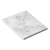 Weißer Marmor mit Personalisiertem Monogramm und N Notizblock (angewinkelt)