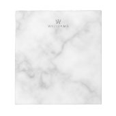 Weißer Marmor mit Personalisiertem Monogramm und N Notizblock (Vorderseite)