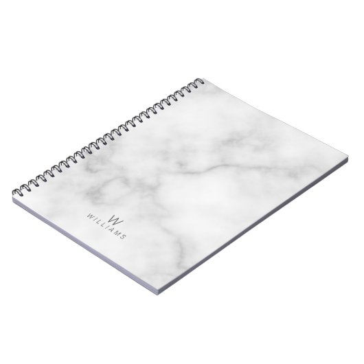 Weißer Marmor mit Personalisiertem Monogramm und N Notizblock (Linke Seite)