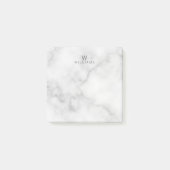Weißer Marmor mit Personalisiertem Monogramm und N Post-it Klebezettel (Vorderseite)