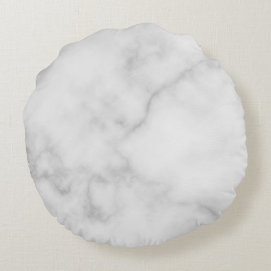 Weißer Marmor mit Personalisiertem Monogramm und N Rundes Kissen (Rückseite)