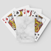 Weißer Marmor mit Personalisiertem Monogramm und N Spielkarten (Rückseite)