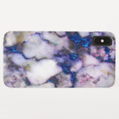 Weißer Marmor mit rosa und blauem Glitzer Case-Mate iPhone Hülle (Rückseite (Horizontal))