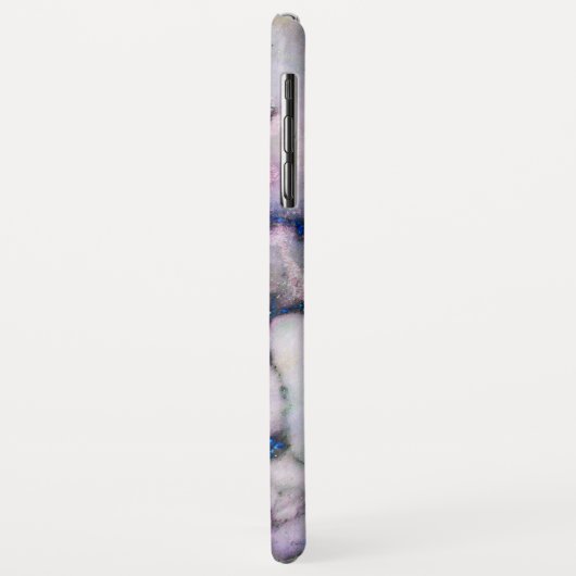 Weißer Marmor mit rosa und blauem Glitzer Case-Mate iPhone Hülle (Hinten/Links)