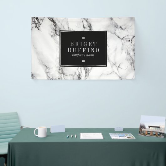Weißer Marmor mit schwarzem Gran Banner (Messeveranstaltung)