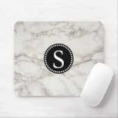 Weißer Marmor mit schwarzem Monogramm Mousepad (Mit Mouse)
