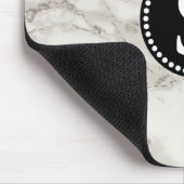 Weißer Marmor mit Schwarzer Monogramm Mousepad (Ecke)