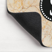 Weißer Marmor mit Schwarzer Monogramm Mousepad (Ecke)