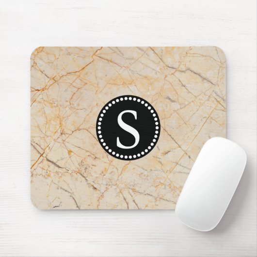 Weißer Marmor mit Schwarzer Monogramm Mousepad (Mit Mouse)