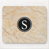 Weißer Marmor mit Schwarzer Monogramm Mousepad (Vorne)
