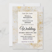 ~ Weißer Marmor mit Star Dust Glitzer Wedding Einladung (Vorderseite)