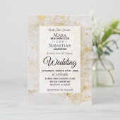 ~ Weißer Marmor mit Star Dust Glitzer Wedding Einladung (Stehend Vorderseite)