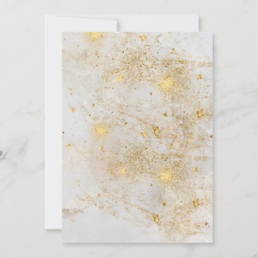 ~ Weißer Marmor mit Star Dust Glitzer Wedding Einladung (Rückseite)