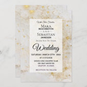 ~ Weißer Marmor mit Star Dust Glitzer Wedding Einladung (Vorne/Hinten)