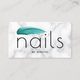Weißer Marmor mit türkisfarbenem Nagellack Visitenkarte