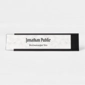 Weißer Marmor Moderne Elegantes Template Beruflich Schreibtischnamensplakette (Vorderseite )