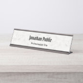 Weißer Marmor Moderne Elegantes Template Beruflich Schreibtischnamensplakette (Vorderseite )