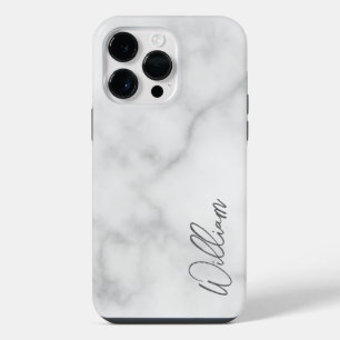 Weißer Marmor Moderner Schriftzug Personalisierter iPhone 14 Pro Max Hülle