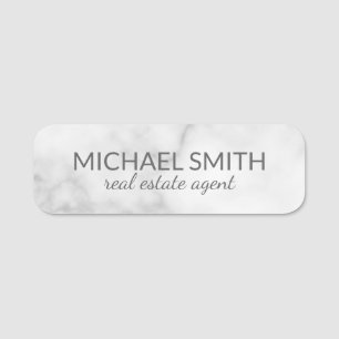 Weißer Marmor Modernes Berufliches Personalisiert Namensschild