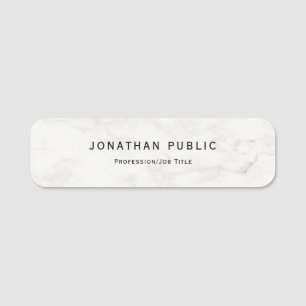 Weißer Marmor Modernes einfaches Template elegant Namensschild