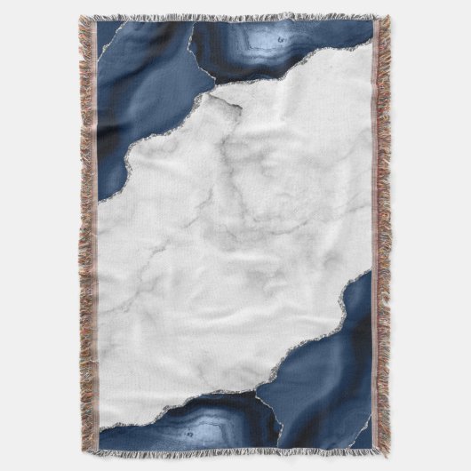 Weißer Marmor Navy Blue Agate Silver Decke (Vorderseite Vertikal)