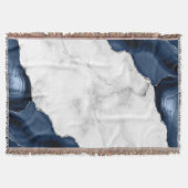 Weißer Marmor Navy Blue Agate Silver Decke (Vorderseite)