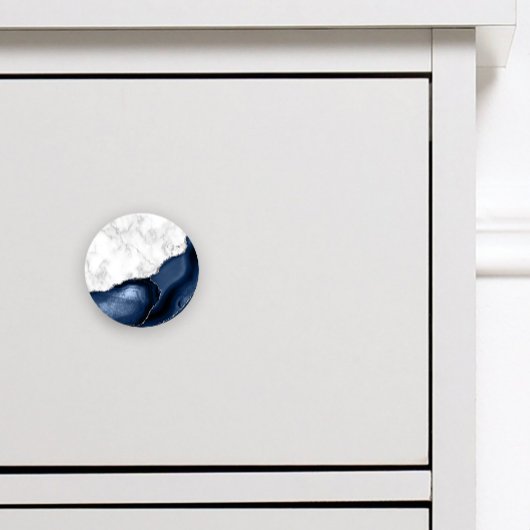 Weißer Marmor Navy Blue Agate Silver Glitzer Keramikknauf