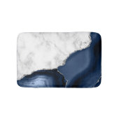 Weißer Marmor Navy Blue Agate Silver Glitzer Klein Badematte (Vorderseite)