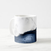 Weißer Marmor Navy Blue Silver Agate Kaffeetasse (Vorderseite Links)