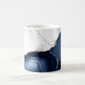Weißer Marmor Navy Blue Silver Agate Kaffeetasse (Mittel)