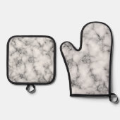 Weißer Marmor Ofenhandschuh & Topflappen-Set (Vorderseite)