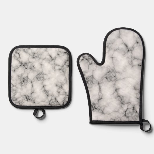 Weißer Marmor Ofenhandschuh & Topflappen-Set (Vorderseite)
