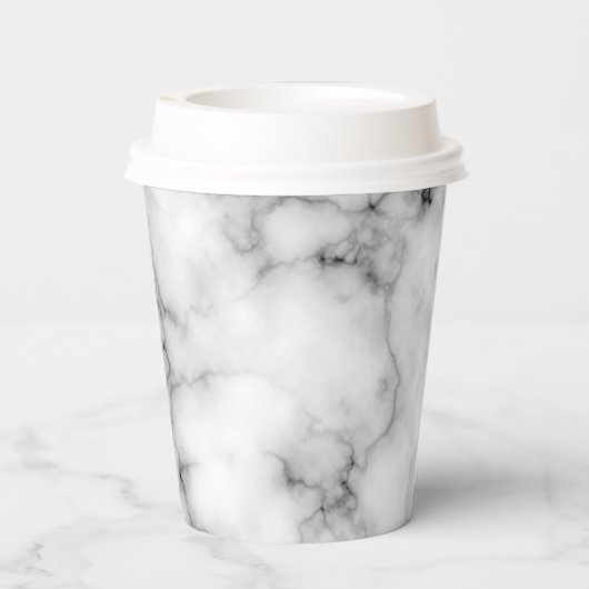 Weißer Marmor Pappbecher (Rückseite)