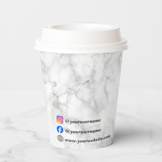 Weißer Marmor Pappbecher (Rückseite)