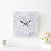 Weißer Marmor Quadratische Wanduhr (Zuhause)