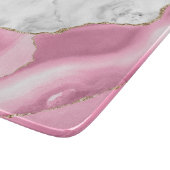 Weißer Marmor Rosa Agate Gold Glitzer Schneidebrett (Ecke)