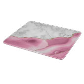 Weißer Marmor Rosa Agate Gold Glitzer Schneidebrett (Ecke)