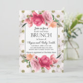 Weißer Marmor Rosa Bläserne Dusche Brunch Einladung (Stehend Vorderseite)