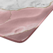 Weißer Marmor Rosa Rosa Agate Gold Glitzer Schneidebrett (Ecke)