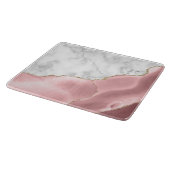Weißer Marmor Rosa Rosa Agate Gold Glitzer Schneidebrett (Ecke)