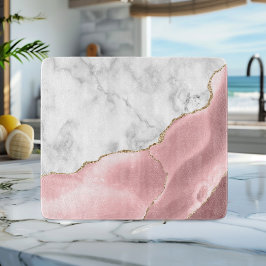 Weißer Marmor Rosa Rosa Agate Gold Glitzer Schneidebrett