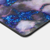 weißer Marmor, rosa und blaue Glitzer Schreibtischunterlage (Ecke)