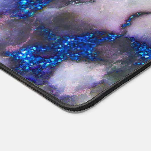 weißer Marmor, rosa und blaue Glitzer Schreibtischunterlage (Ecke)