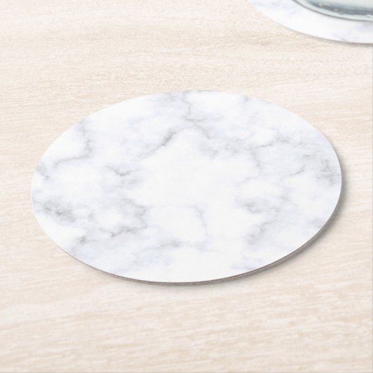 Weißer Marmor Runder Pappuntersetzer (Angewinkelt)