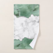Weißer Marmor Sage Green Agate Silver Glitzer Badhandtuch Set (Handtuch)
