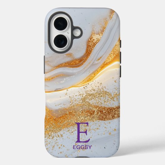 Weißer Marmor Schick Gold Glitter Monogramm Case-Mate iPhone Hülle (Rückseite)