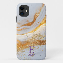Weißer Marmor Schick Gold Glitter Monogramm Case-Mate iPhone Hülle